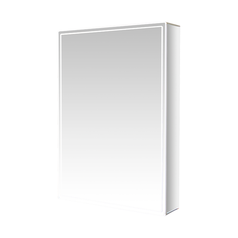 Eintüriger LED-Badezimmerspiegelschrank mit beschlagfreiem Schminkspiegel Eintüriger LED-Badezimmerspiegelschrank mit beschlagfreiem Schminkspiegel