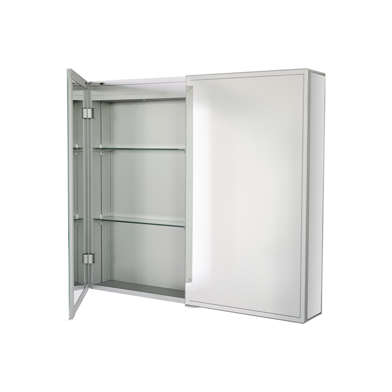 Doppeltüriger, wasserdichter Spiegelschrank aus Aluminiumlegierung mit LED-Leuchten