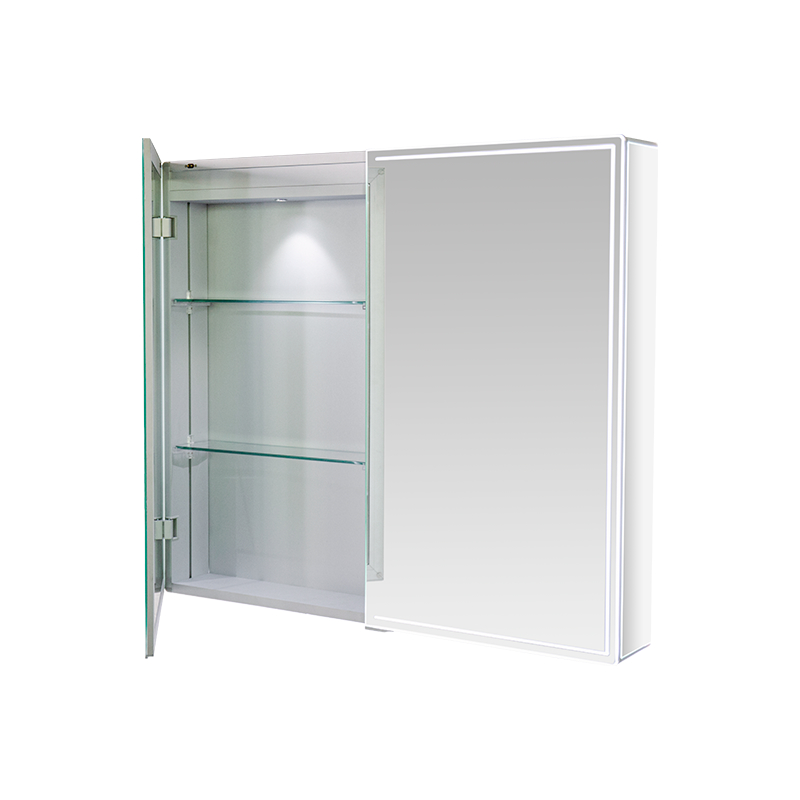 Doppeltüriger, wasserdichter Spiegelschrank aus Aluminiumlegierung mit LED-Leuchten