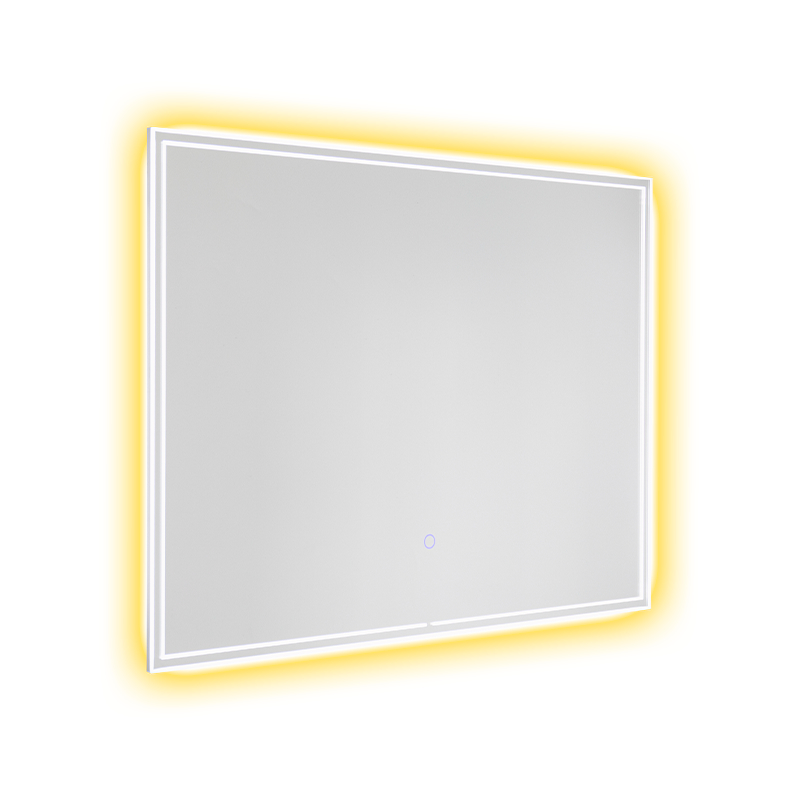 Badezimmerspiegel mit Aluminiumrahmen, LED, intelligent dimmbar, beschlagfrei, Hintergrundbeleuchtung