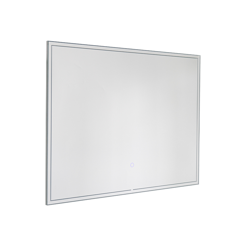 Badezimmerspiegel mit Aluminiumrahmen, LED, intelligent dimmbar, beschlagfrei, Hintergrundbeleuchtung